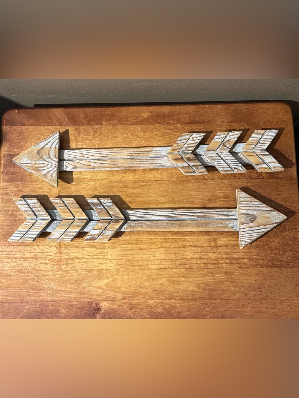 Rustic Wooden Arrow Wall Decor - Whitewashed Gray Finish